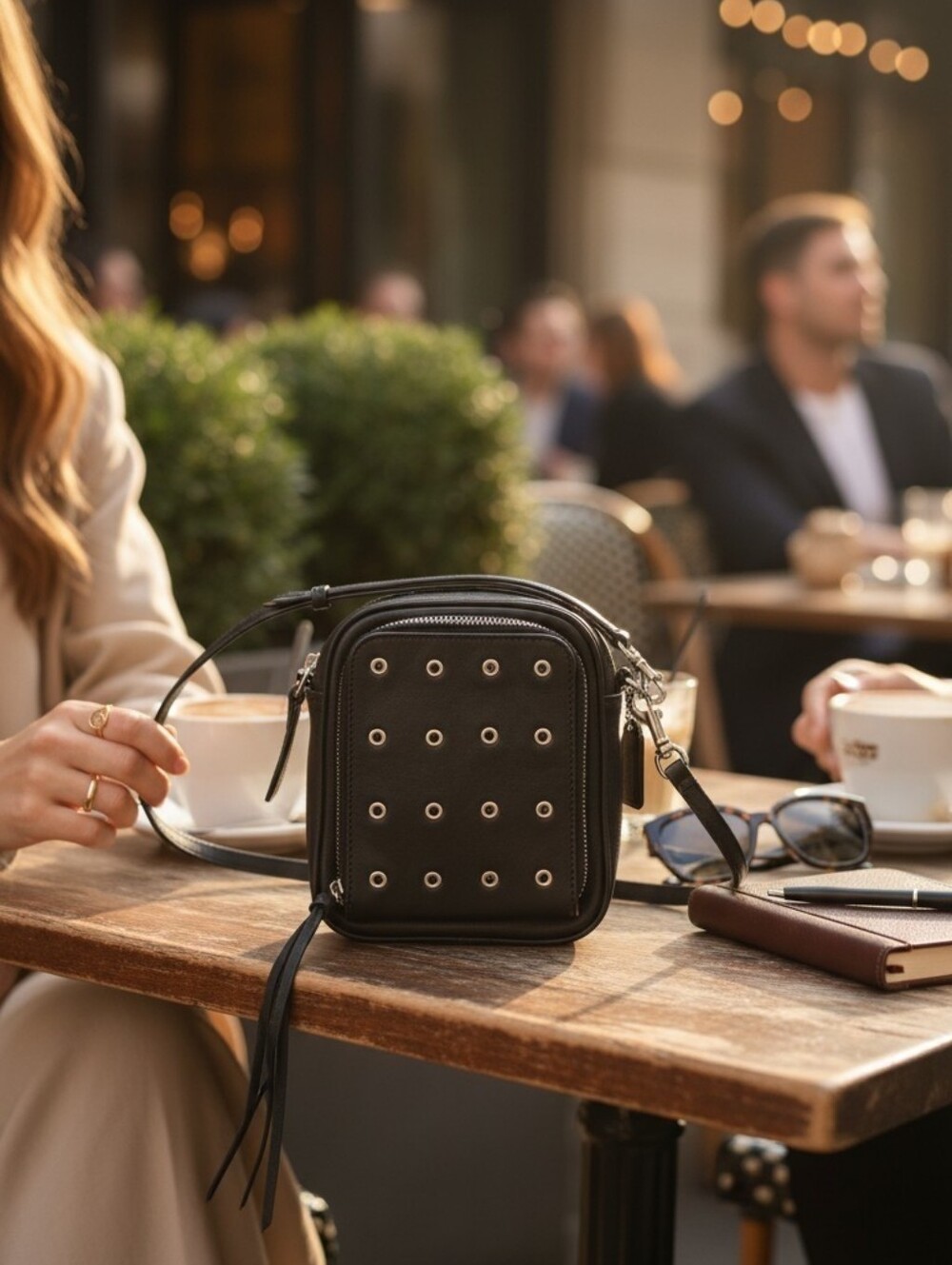Joelle Hawkens Studded Leather Camera Crossbody Bag